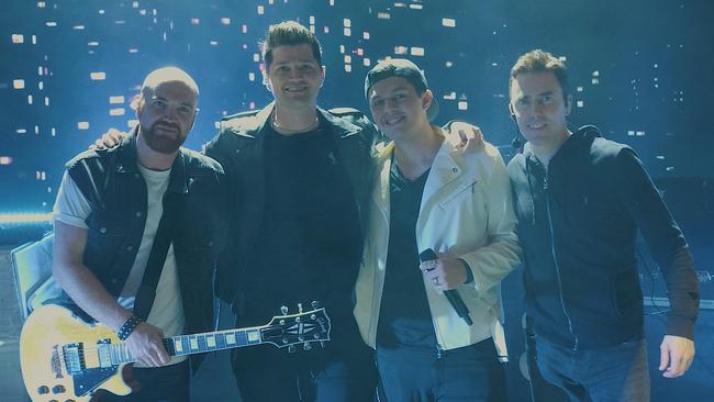 International band The Script meet MMAD graduate, Braydon Chou Lee at Sydney gig. Picture: Sony Music