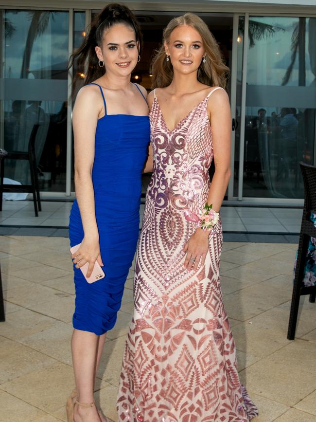 Mya Dhu and Tennille Brydon at the Carlisle Adventist College year 12 dinner at Mantra, Mackay Harbour.Picture: Michaela Harlow
