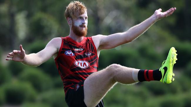 Aaron Francis at Essendon training. Picture: George Salpigtidis