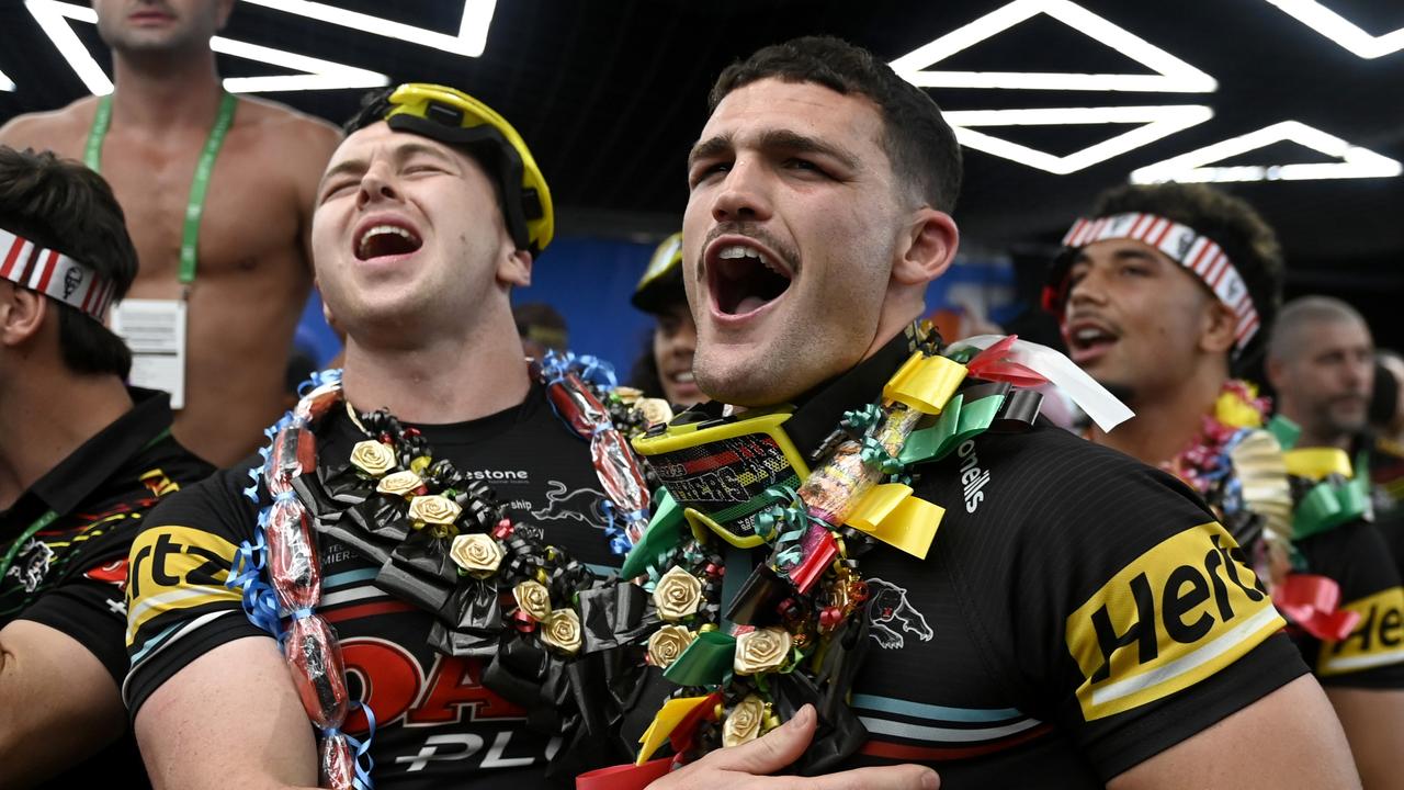 NRL 2023 Grand Final , Penrith Panthers v Brisbane Broncos at Accor Stadium - penrith Panthers celebrations after the game .Picture: NRL Photos/Gregg Porteous