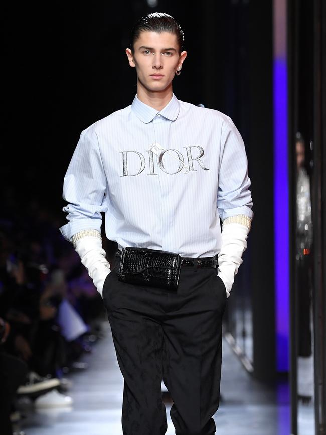 Nikolai walks the runway as part of Paris Fashion Week in 2020.