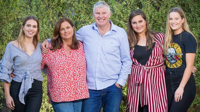 Danny Frawley with his wife Anita and his daughters Danielle, Chelsea and Keeley. Picture: Mark Stewart