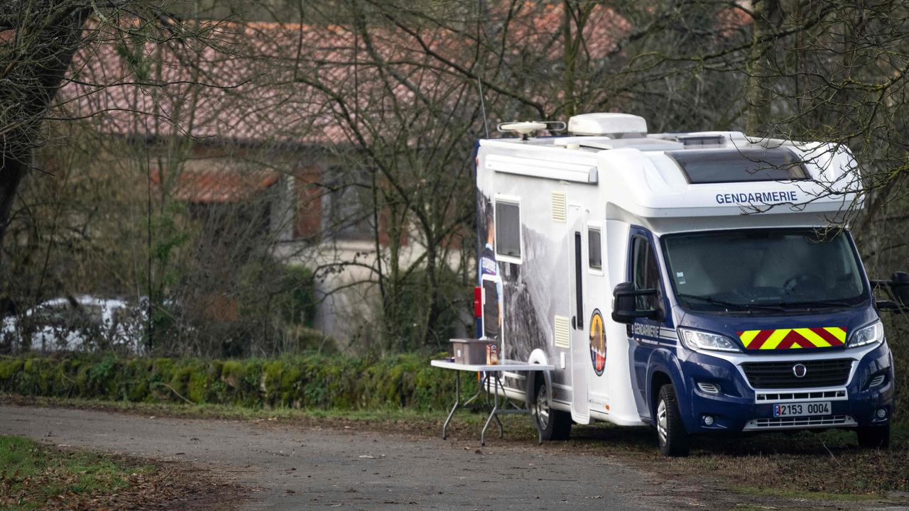 A French Gendarmerie's van parked at the crime scene. Picture: Lionel BONAVENTURE / AFP