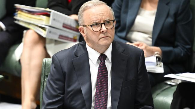 Anthony Albanese deflected questions from Peter Dutton about when he was informed about the Dural caravan terror plot during question time on Wednesday. Picture: NewsWire / Martin Ollman