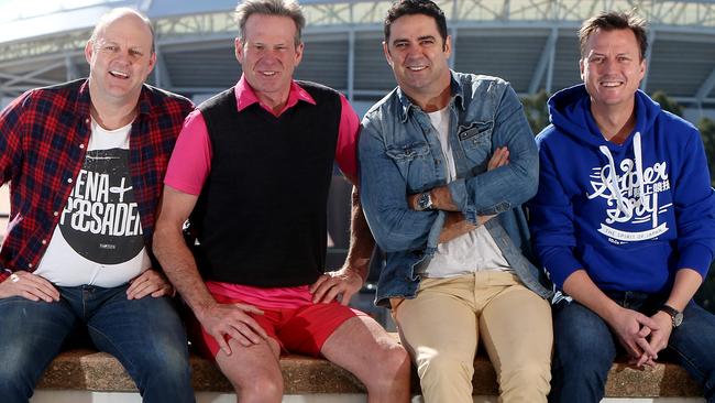 Footy Show panellists Billy Brownless, Sam Newman, Garry Lyon and James Brayshaw. Picture: Calum Robertson