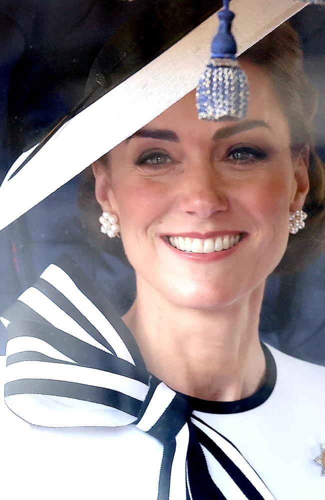 Catherine, Princess of Wales smiles as she travels by carriage during Trooping the Colour at Buckingham Palace on June 15, 2024 in London. Picture: Chris Jackson/Getty Images