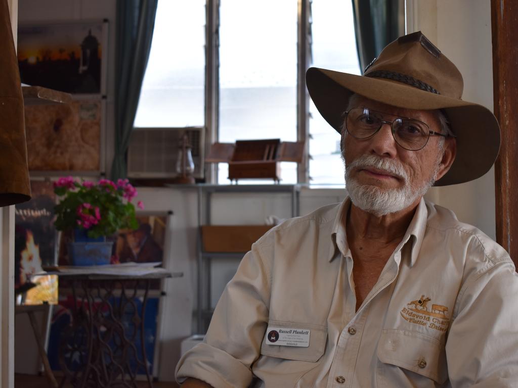 SH-THOUSE POET: Aspiring bush poet Russell Plunkett has opened a new shop in Eidsvold. Picture: Sam Turner