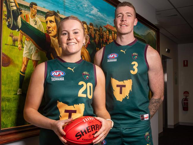 Tasmanian representatives Grace White and Sam Siggins ahead of the Tasmanian State team clash against NSW.Picture: Linda Higginson