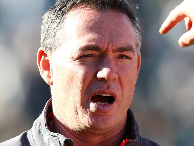 AFL - Port Adelaide v St Kilda at Adelaide Oval. Saints coach Alan Richardson at 3 quarter time. Photo Sarah Reed.