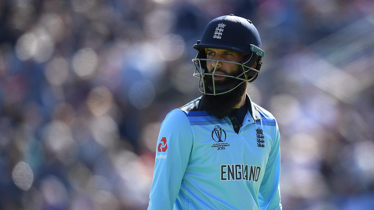 Moeen Ali hit a six and then went out for England. Photo: Clive Mason/Getty Images.