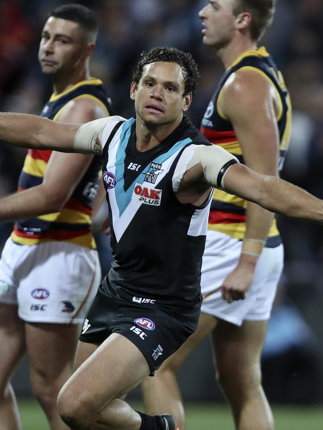 Steven Motlop stole a Showdown win for Port Adelaide. Picture: Sarah Reed