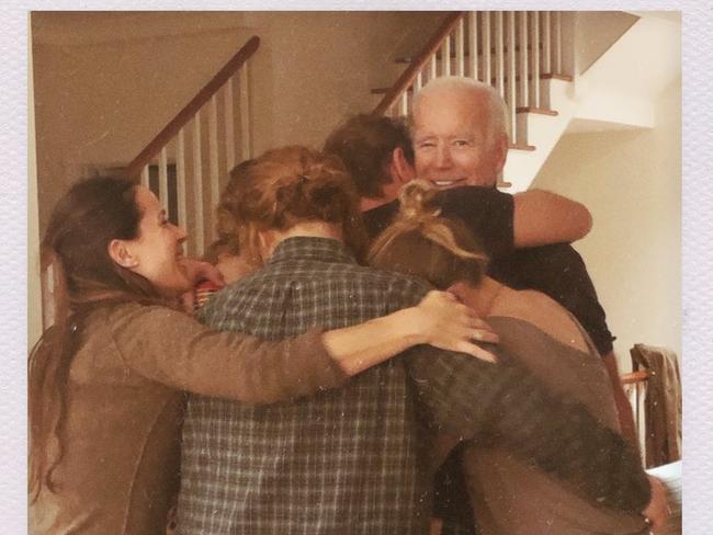 Naomi Biden posted this picture of Joe Biden and the family coming in for a hug. Picture: Twitter