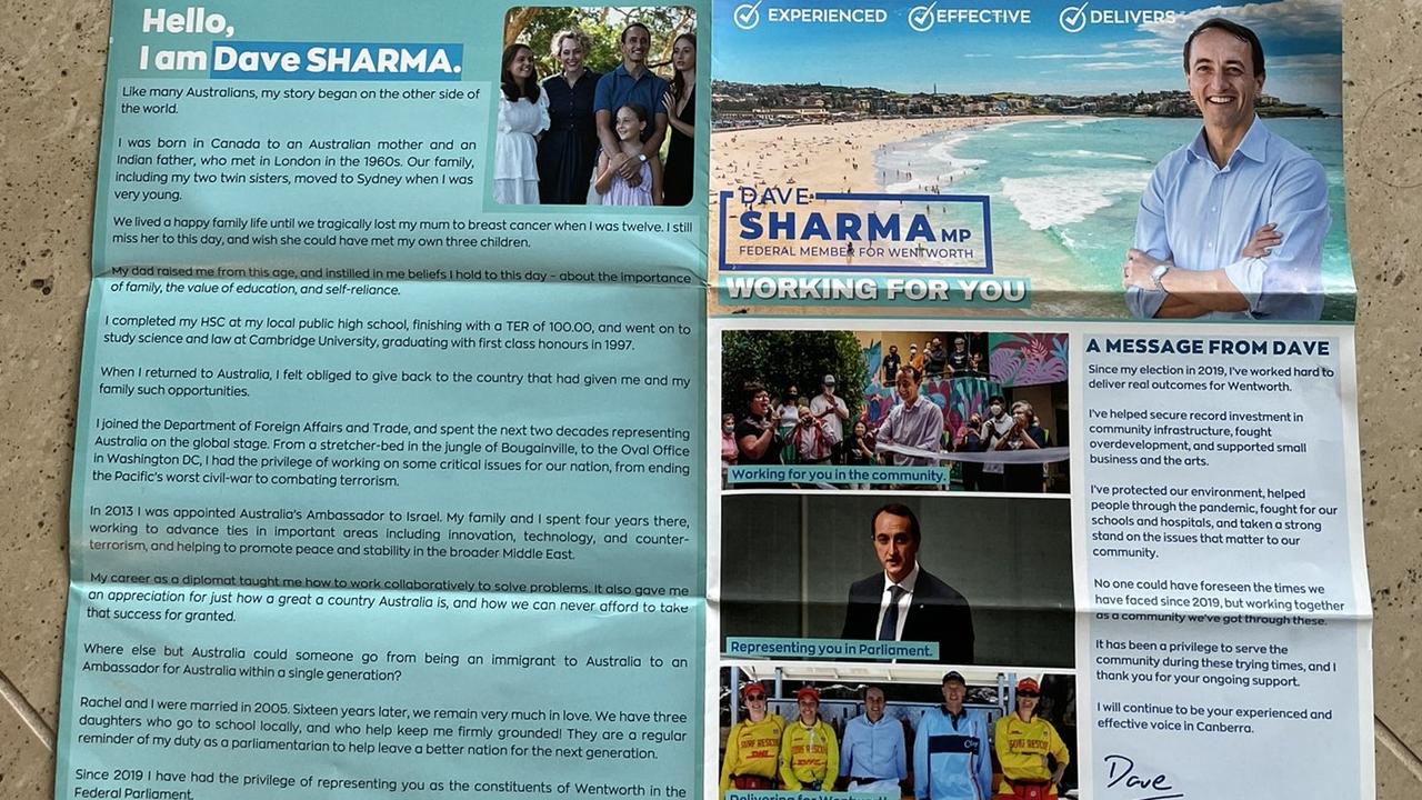 Sharma has been roasted over his inclusion of his TER score in a campaign flyer. Picture: Twitter