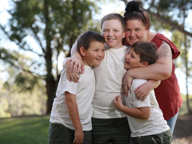 Rebekah Ward lost her home in Gwabegar on Friday night from an electrical fire, caused by mice. Her three boys John, 12, Charlie, 9 and Oliver, 7, were all at footy practice at the time luckily and no one was hurt, but they've lost most of their possessions. Picture: David Swift