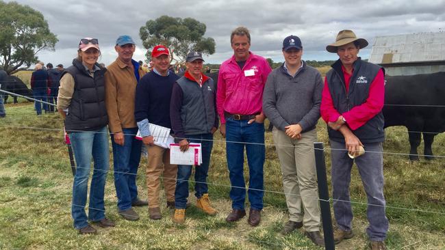 Members of the syndicate that bought Te Mania Qontemplate Q1149 for $65,000 at the Te Mania sale today included Ruth Corrigan, Rennylea; Tim Vincent, Boorigal; Sinclair Munro, Booroomooka, James Laurie, Knowla, with Tom Gubbins, Te Mania; Jack Laurie, Knowla, and Hamish McFarlane, Te Mania.