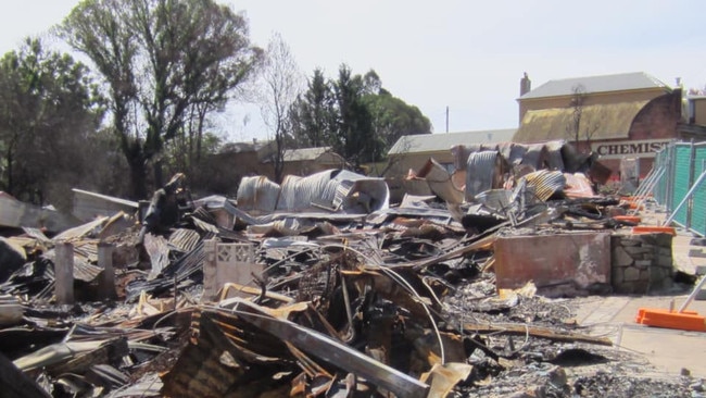 The main street of the NSW south coast town of Cobargo after bushfires devastated it in 2019. Picture: Facebook