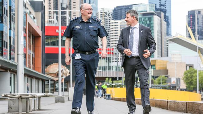 Chief Commissioner Graham Ashton and Police Association secretary Wayne Gatt. Picture: Tim Carrafa