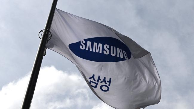 A Samsung flag flutters at the company's Seocho building in Seoul. Picture: AFP