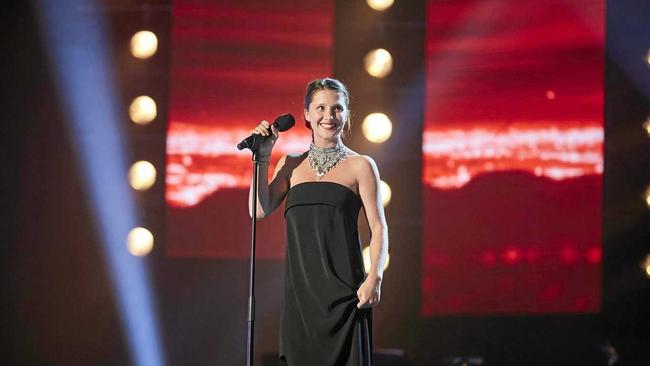 Bundaberg singer Ruby Mills pictured during the three-seat challenge on The X Factor. Supplied by Channel 7. Picture: Jeremy Greive