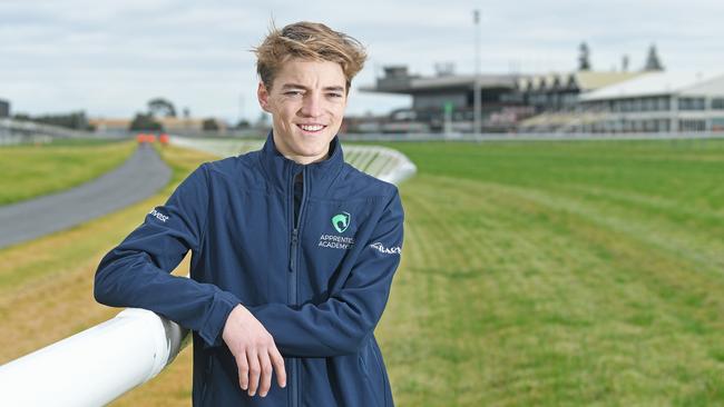 First-year apprentice jockey Ben Price at Morphettville racecourse. Picture: Tom Huntley