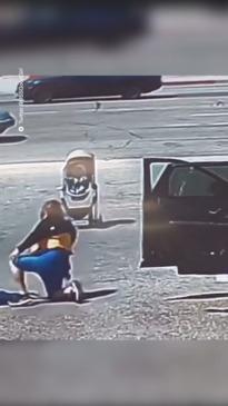 Heart-stopping moment a pram with a baby inside rolls into traffic