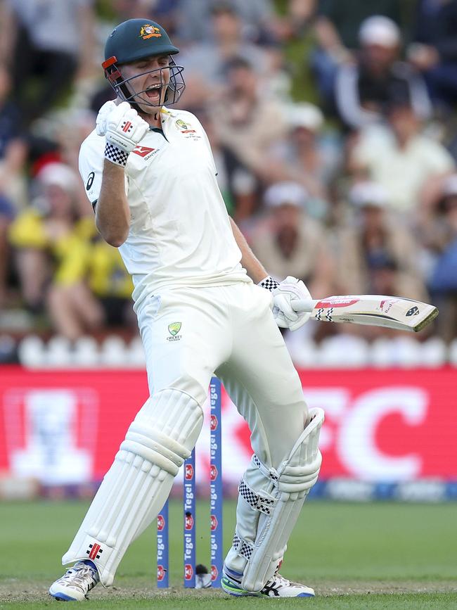 Cameron Green celebrates his century with a roar Picture: Getty Images