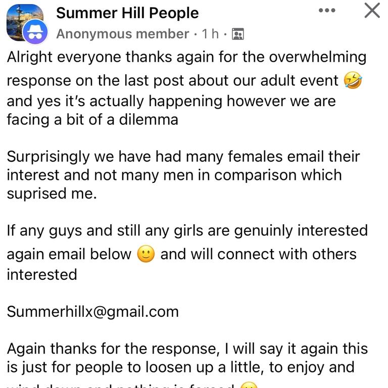 Screenshots of the invite made to members of Summer Hill People Facebook group.