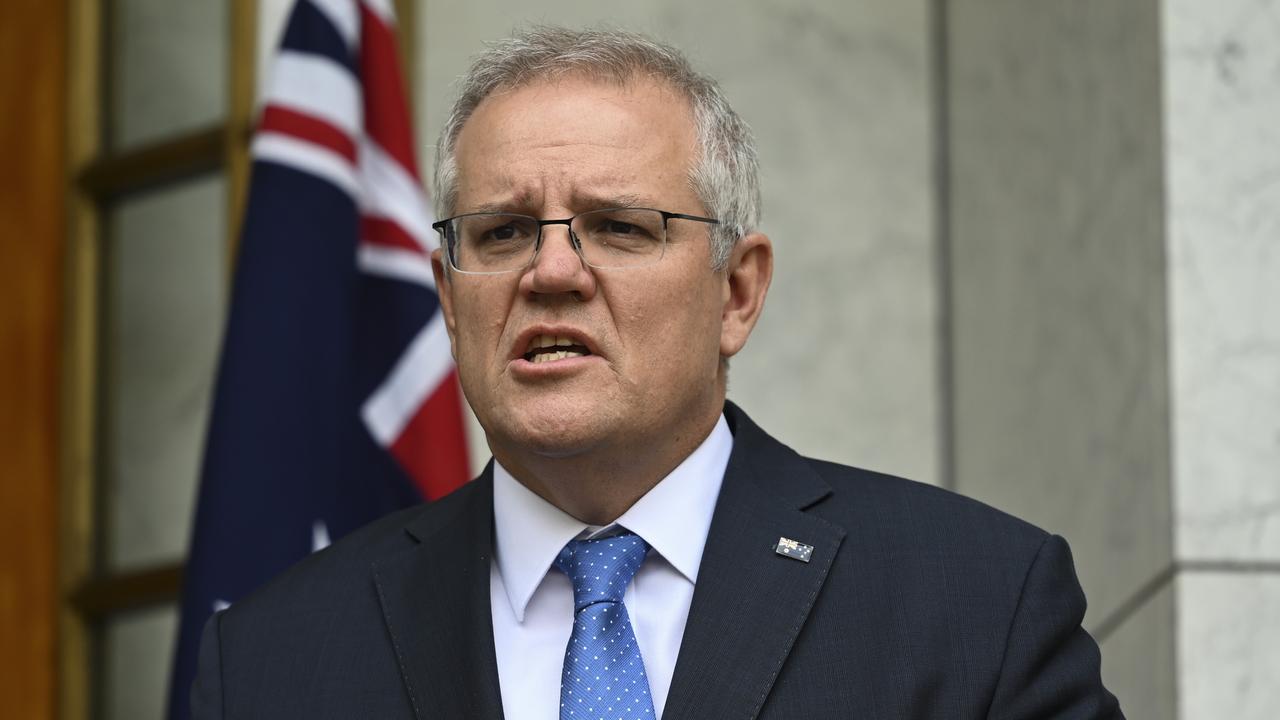 Scott Morrison holds a press conference after national cabinet. Picture: Martin Ollman/NCA NewsWire