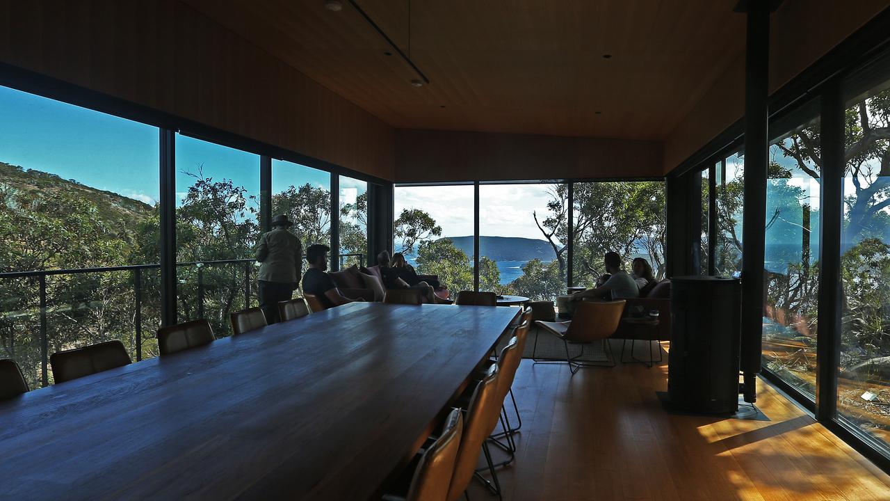 Day 1. Walkers relax at Crescent Lodge during Tasmanian Walking Company Walk with Heart Three Capes Walk. Picture: Zak Simmonds