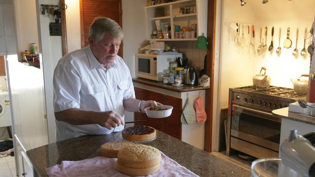 Geoff Beattie at home making a sponge cake in 2007. Picture: Mark Calleja