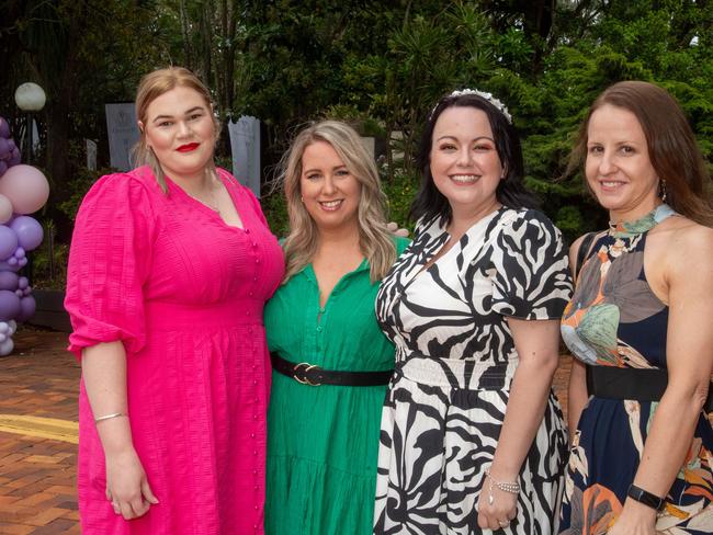 (From left) Shannon Middleton, Kayla Ferguson, Claire Green and Renee Gorostiaga. Weetwood Raceday at Toowoomba Turf Club. Saturday, September 28, 2024. Picture: Nev Madsen.