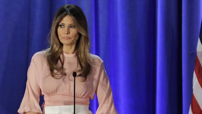 Melania Trump, wife of Republican presidential candidate Donald Trump, speaks at the Main Line Sports Center. AP Photo/Patrick Semansky.