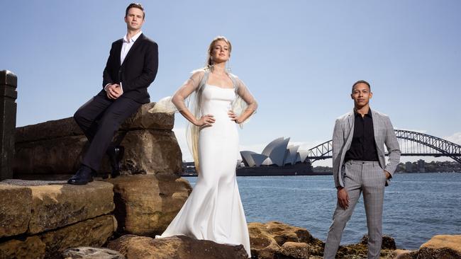 The stars of The Phantom of the Opera, from left, Joshua Robson, Georgina Hopson and Callum Francis. Picture: Daniel Boud