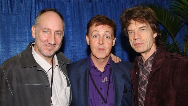 Pete Townshend, left, Paul McCartney, and Mick Jagger. Picture: WireImage