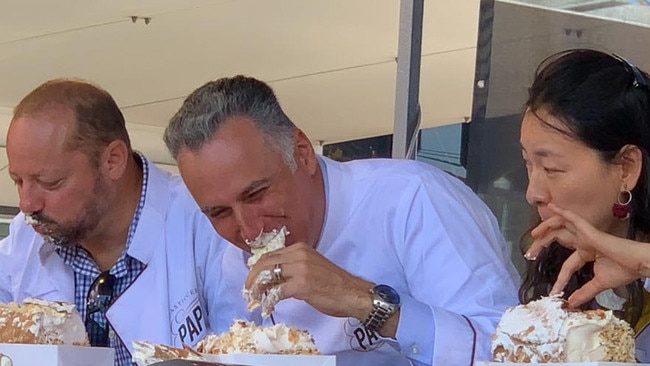 Sports Minister John Sidoti didn’t hold back as he devoured a number of cannoli during a competition.