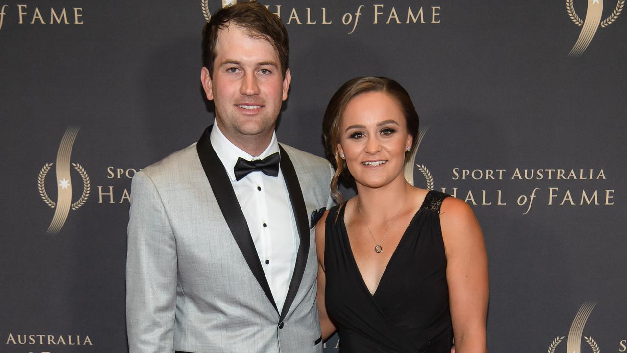 Ash Barty and partner Garry Kissick at the 2019 Sport Australian Hall of Fame red carpet. Picture: Jason Edwards