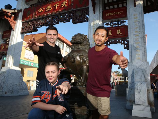 DMC performers Ivana Djakovic, Joseph Carbone and Patrick Uy from The Dance Movement Crew were the Moon Festival main event in 2018. Picture: Robert Pozo.