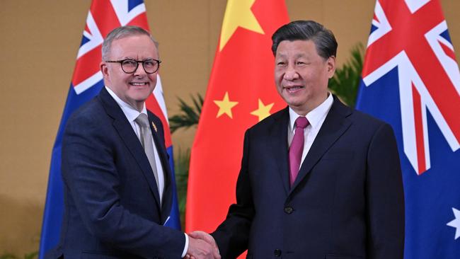 Australia's Prime Minister Anthony Albanese meets China's President Xi Jinping in a bilateral meeting during the 2022 G20 summit in Nusa Dua, Bali, Indonesia. (AAP Image/Mick Tsikas)