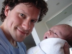 Matthew Roberts with his baby.