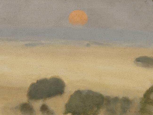 Clarice Beckett, Australia, 1887 – 1935, Summer fields, 1926, Naringal, Western District, Victoria, oil on board; Art Gallery of South Australia.