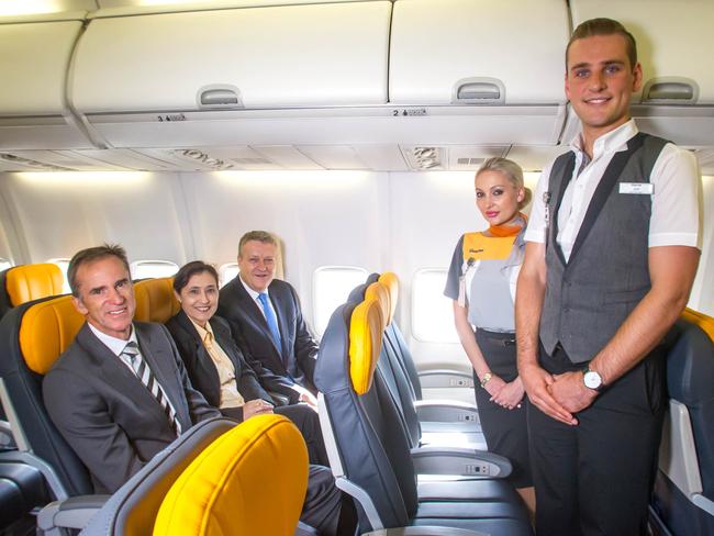 Tigerair Australia staff and bosses at the launch of the airline’s Bali services.