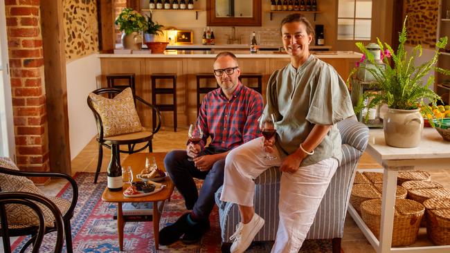 Amelia Nolan and Dan Coward in the Alkina tasting room. Picture: Matt Turner