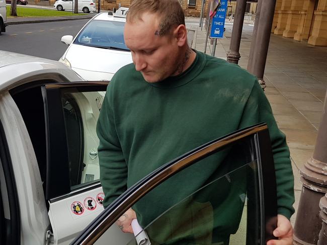 Former Big Brother contestant Saxon Pepper leaves the South Australian District Court after he is sentenced to home detention. Picture: Sean Fewster