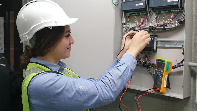 Electrical apprentice Leilani Campbell is employed by MEGT and hosted to Schneider Electric.