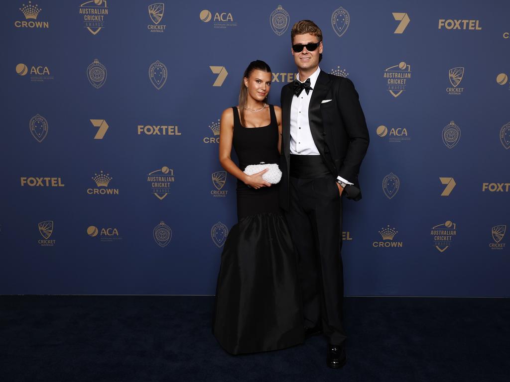 Sarah Petherick and Spencer Johnson. Photo by Graham Denholm/Getty Images for Cricket Australia