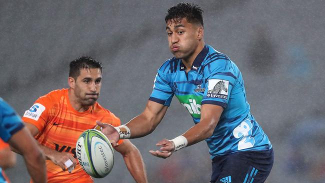 One of the Blues’ many All Blacks stars, Rieko Ioane, who will take on the NSW Waratahs at Brookvale tonight. Picture: AFP