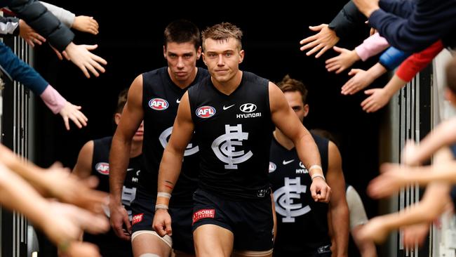 Carlton captain Patrick Cripps was absolutely filthy when the Blues lost to Collingwood in a thriller on Saturday. Picture: Michael Willson (Getty).