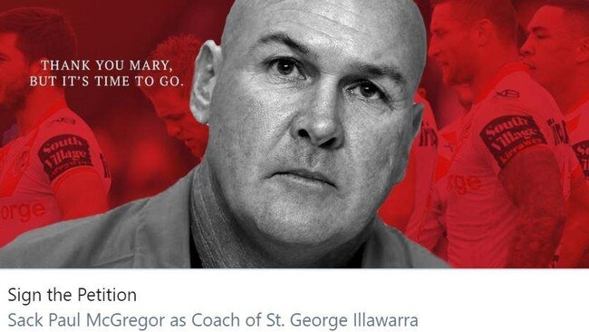 Online petition to sack Paul McGregor.