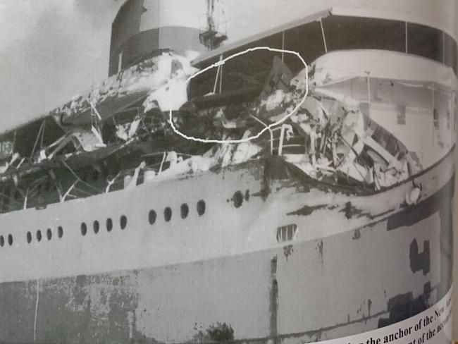 Veteran Ron Bassan was on the New Australia bound for the Malayan Emergency via Singapore when it ran into the France Stove in the Torres Strait near Thursday Island. Picture: Supplied