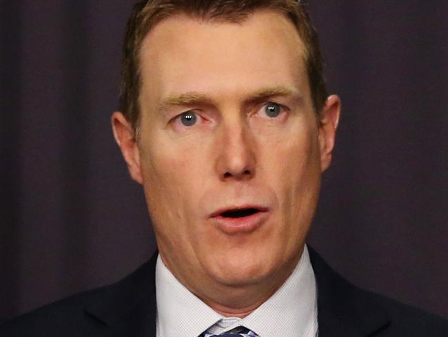 Minister for Social Services Christian Porter launching a $30million national campaign to help break the cycle of violence against women and their children, at Parliament House in Canberra. Picture Kym Smith